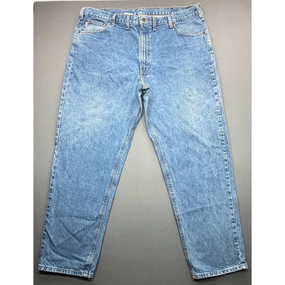 Carhartt B17 DST Relaxed Fit Jeans Blue Stonewash Leather Patch Men's 44x32
